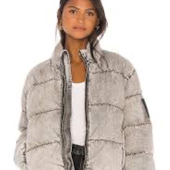 Alexander Wang bleached denim puffer jacket (repaired) - Picture 3 of 8